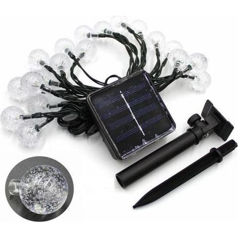 Guirlande lumineuse solaire d'extérieur (blanc chaud) à bulles, 30 LED, 8 modes d'éclairage, idéale pour le jardin, la terrasse, Noël et les fêtes. (1/5)