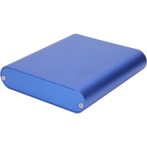 Boîtier électronique DIY en aluminium bleu mat, dissipation thermique, 26x108x120mm, coffret de montage pour projets, protection robuste. (1/5)