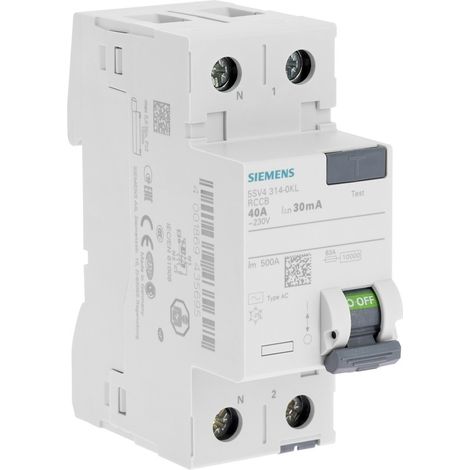 Siemens Interruptor diferencial Tipo AC 30 mA 40 A (1/2)