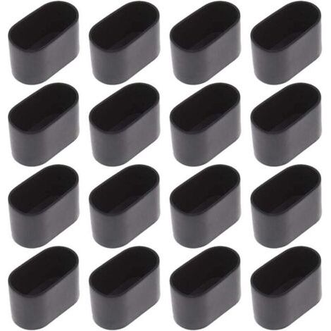 16 pcs Chaise Jambe Cap Chaise Jambe Protection Sol Protection Pied Caps pour Chaise Pliante Tube Ovale, en Plastique (Noir16 pièces / 20x40mm) (1/5)