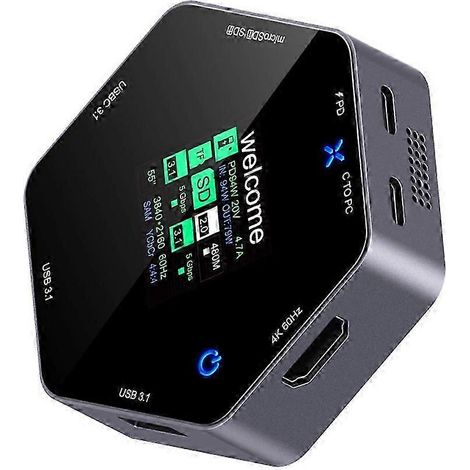 Station d'accueil 8 en 1 Type-C, écran intelligent 4K 60 Hz, hub multiport, répartiteur USB 3.1, TF, SD, utilisation en voiture QAQ (1/5)
