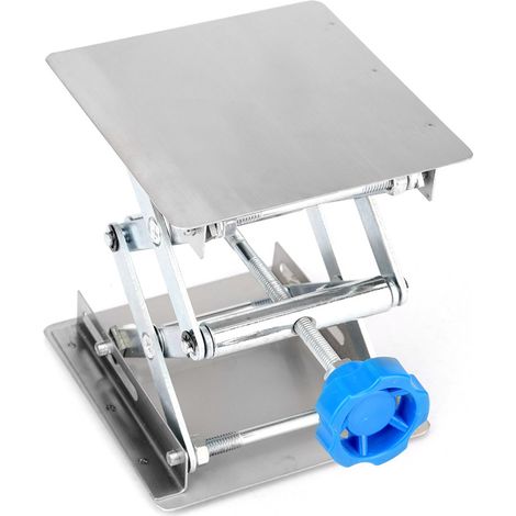 Plateforme élévatrice de laboratoire en acier inoxydable, 100100160 mm, cadre de levage manuel, poignée bleue et noire en option. (1/5)