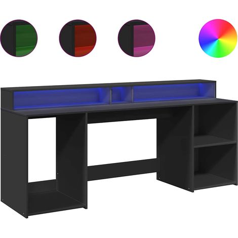 Maison Exclusive - LED-Schreibtisch Schwarz 200x55x91 cm Holzwerk