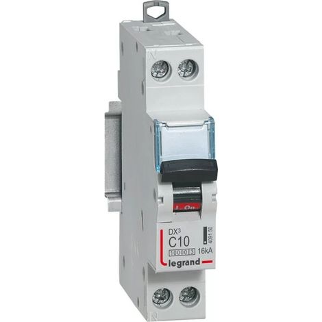 Legrand 409150 Interruptor automático DX³ 10000-tornillos-U+N-230V-10A-16kA-curva C - 1M
