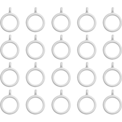 20 Anneaux De Rideau Blancs En Plastique 25 Mm Pour Intérieur (1/4)