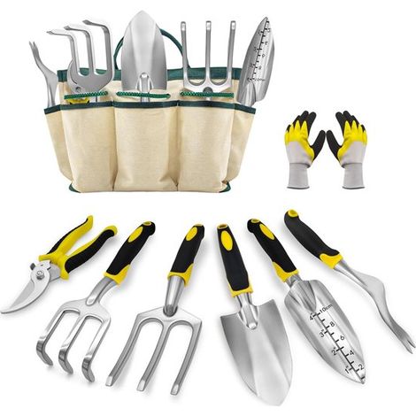 Juego de herramientas de jardinería de 8 piezas con bolsa de jardinería y guantes para el cuidado del jardín (1/5)