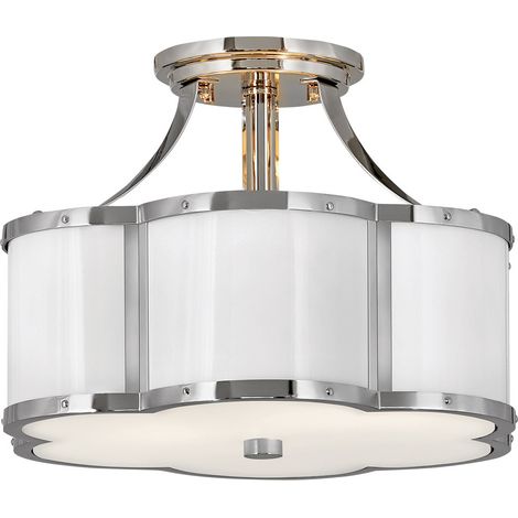 Elstead Hinkley Chance Plafonnier Cylindrique Nickel Poli avec Blanc Poli (1/4)