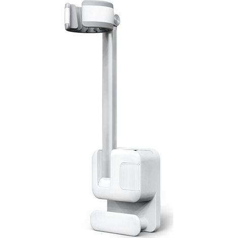 Soporte para secador de pelo manos libres, de montaje en pared, para colocar debajo del secador, para mueble de tocador, color blanco. (1/4)
