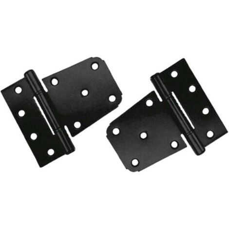 Lot de 2 piezas Charnière Porte Lourde, Charnières en Acier au Carbone Noir, Charnières de Porte Plates pour Abri de Jardin, Grange, Clôture en Bois (Vis Incluses) (Noir) (1/4)