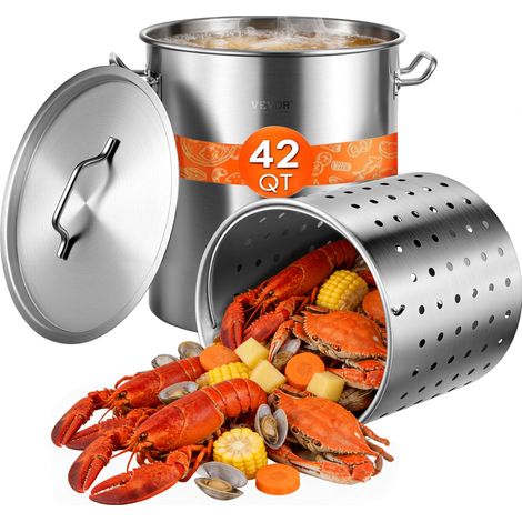 Marmite Traiteur 39,7 L Faitout avec Couvercle Diamètre 35 cm Hauteur 41 cm Grand Pot en Acier Inoxydable avec Poignée et Passoire Flamme Nue pour Cuisine Événement Commercial Restaurant (1/5)
