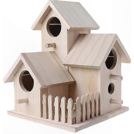 Kreatives Vogelhaus aus Holz für die Brutzeit, Brutkäfig, Futterhaus für den Garten, dekoratives Hänge-Vogelhaus, 1 Stück, rustikaler Stil (1/5)