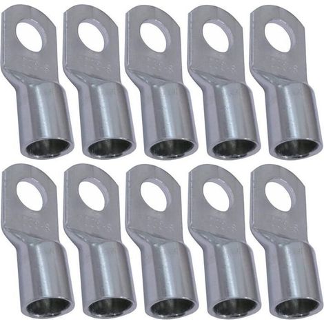 Lot de 10 Cosses Electriques à Oeillet Tubulaire - Oeil - Ø8mm - Non Isolées - pour Conducteur 35mm² - Connecteur de Fil Electrique (1/3)