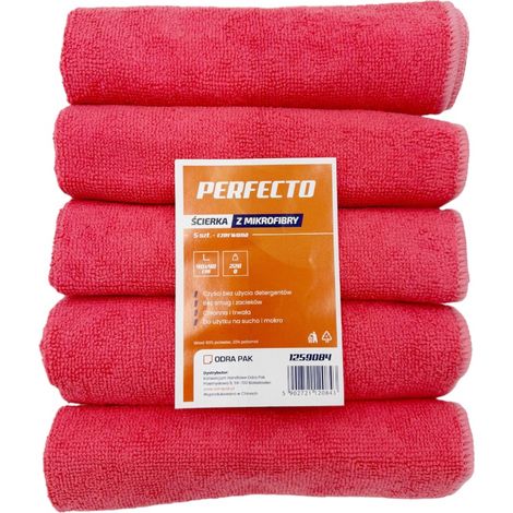 Mikrofasertuch 40x40cm Perfecto 5 Stück rot