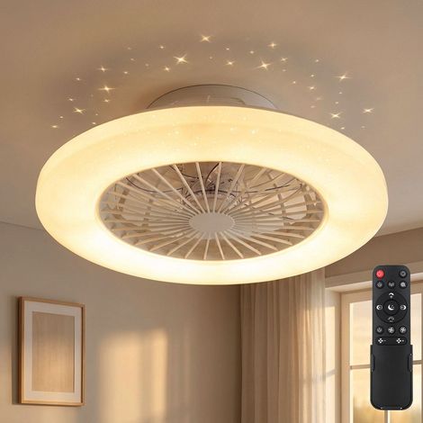 Ventilateur de plafond avec télécommande Plafonnier avec ventilateur Lampe ventilateur dimmable, minuterie CCT effet étoile, LED 30W 1800lm 3000-6500K, D 50 cm (1/5)