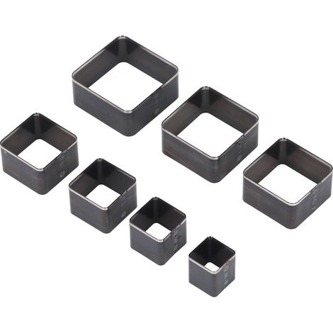 Ensemble de 7 matrices de découpe pour cuir en acier allié, poinçons rectangulaires de 20, 25, 30, 35, 40, 45 et 50 mm de longueur de côté (1/5)