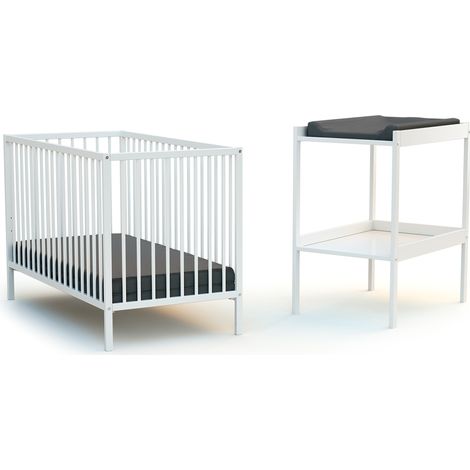 WEBABY Chambre bébé lit et table à langer en bois