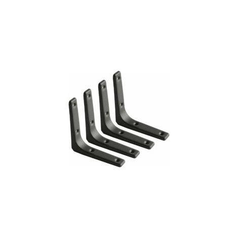 Support d'étagère murale, support en métal noir mat, support d'étagère en métal pour décoration de cuisine, support robuste, 100 mm 100 mm, paquet de 4 - Crezuo (1/4)