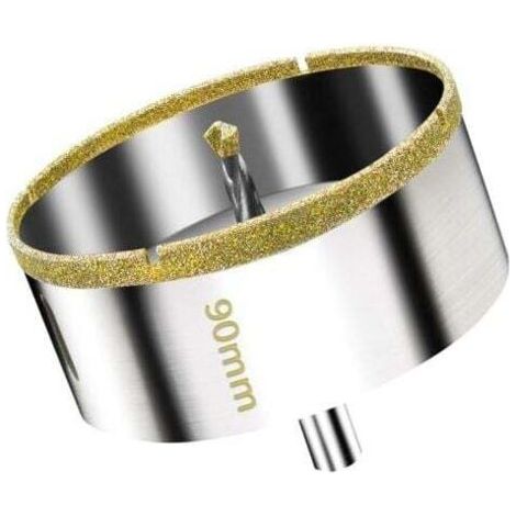 Scie Cloche Diamantée 90 mm avec Foret Guidage de Centrage, Scie Cloche Carrelage avec revêtement diamant, Foret trépan Diamant pour verre, carrelage, céramique, marbre, granit (1/4)