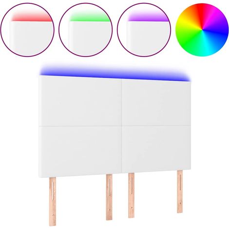 Cabecero con luces LED cuero sintético blanco 144x5x118/128 cm vidaXL