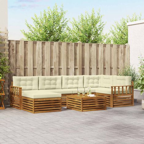 Outdoor-Sofagarnitur mit Kissen 7 pcs Natur und Creme