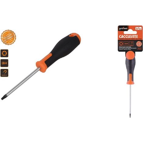 Trade Shop - Cacciavite Giravite 3 X 75 Mm Con Punta Magnetica A Stella In Acciaio Cr-v 91883 - (1/2)