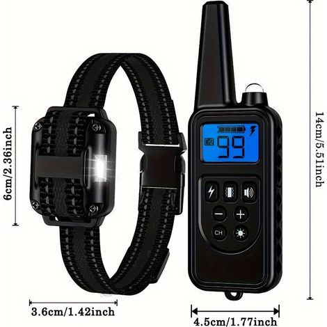 Collier de dressage pour chien avec télécommande – Portée de 3000 pieds – Rechargeable et étanche – Collier électrique avec vibrations, bip et lumière LED)