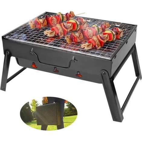 Barbecue au charbon de bois - Bur2141 - Pliable - Acier inoxydable - Fumeur (1/4)