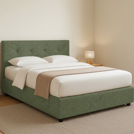 Letto Piazza e Mezza Luton, Sfoderabile, Contenitore Made in Italy, Verde (1/5)