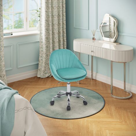 WOLTU Bürostuhl ergonomisch, Schreibtischstuhl mit Rollen, Schminkstuhl drehbar, Drehstuhl 150 kg belastbar, für Arbeitszimmer Schlafzimmer, Samt, Türkis (1/5)