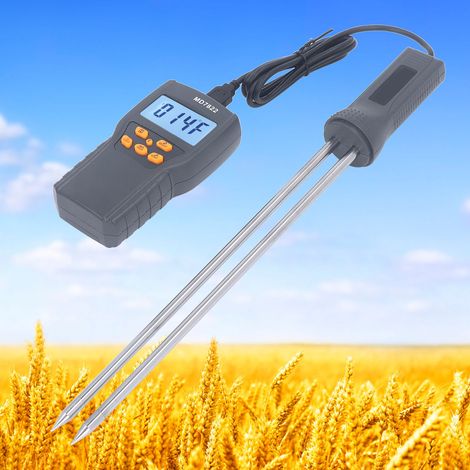 MD7822 Misuratore portatile di umidità del grano, analizzatore LCD multifunzione con sonda in acciaio (1/5)