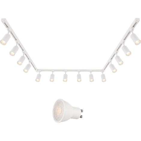 Kit Rail LED Monophasé en U + 14 Spots GU10 Blanc - 800 cm - Blanc Neutre (4000K - 5500K) - SILAMP (1/2)