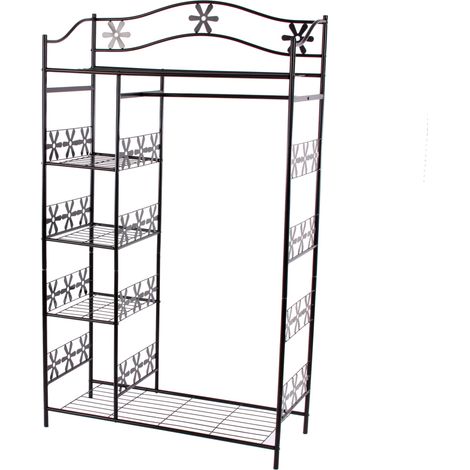 Perchero metálico Ginebra, perchero, armario, estantería metálica 172 x 100 x 43 cm, sin cortina