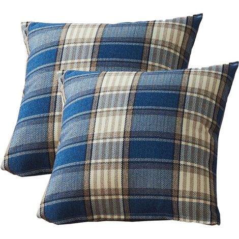 Ensemble de 2 housses de coussin décoratives à carreaux rustiques vintage pour ajouter une touche d'élégance à votre salon et à votre maison. (1/4)