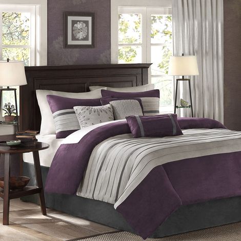 Literie Alternative en Duvet Toutes Saisons, taies Assorties, Oreiller décoratif, Polyester, Violet, lit Double (1/5)