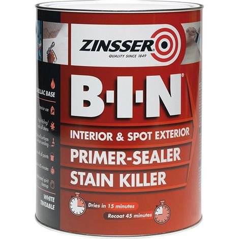 Zinsser BIN Primer Sealer - Stain Killer Paint - White - 2.5L