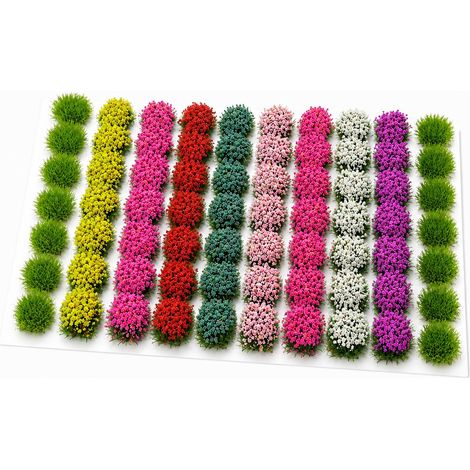 Lot de 70 plantes miniatures et buissons d'herbe – Fleurs artificielles, bouquet d'herbe statique pour modélisme, fleurs miniatures, jardin, terrain de table, modélisme, monde miniature, scène de jeu (1/5)