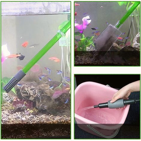 Kit de nettoyage pour aquarium avec pompe à siphon manuelle pour vidanger et changer l'eau (1/4)