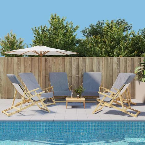 Serviettes de plage 6 pcs gris 60x135 cm tissu 400 GSM (1/5)