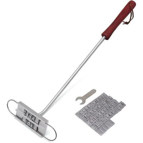 Ensembles d'outils de barbecue, fer à marque BBQ avec lettres modifiables en aluminium Iron de marque pour nourriture avec poignée en bois et boucle suspendue Diy Friendly Meat Brandi (1/4)