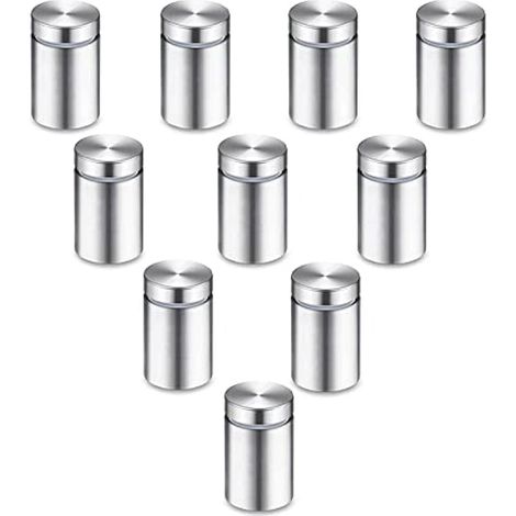 10 pièces 19x25mm Entretoises Fixations murales, Vis en acier inoxydable pour panneaux, Supports pour vitrine, cadre photo, miroir, affiche