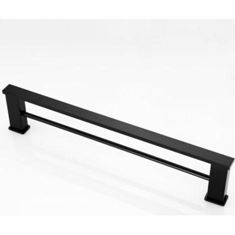 Porte-serviettes double noir mat porte-serviettes mural en acier inoxydable 2 barres étagère de salle de bain accessoires de salle de bain (taille: 40CM)