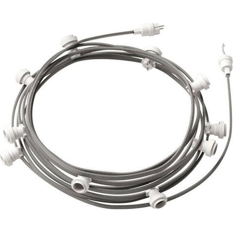 Guirlande Extérieure Lumet System 12.5m avec 10 Douilles E27 Blanche Creative-Cables CATE27B125 Blanc / Noir (1/4)