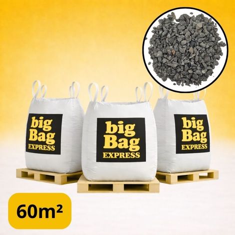 PACK 3 X BIG BAG de +/- 1,5T ≃ 60M² Gravillon “Grain de Riz” Gris Ø 2/6 mm - Livraison PREMIUM (1/4)