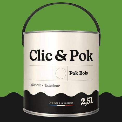 Peinture Bois Extérieur – POK BOIS - 2,5L - RAL 6018 - Vert jaune- Résistante aux intempéries - Ne s'écaille pas