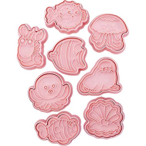 8er-Pack Keksausstecher in Form von Meerestieren, Cartoon-Motiven