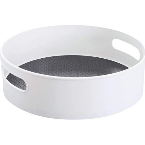 Drehbarer Gewürzständer mit Lazy Susan-Technologie, 30 cm Durchmesser, Kunststoff, Küchenschrankaufbewahrung, Gewürzregal, Gewürzhalter, Weiß