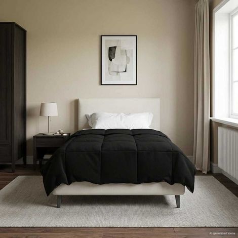 vidaXL Duvet d'hiver Matelassé Noir 155 x 200 cm Microfibre (1/5)