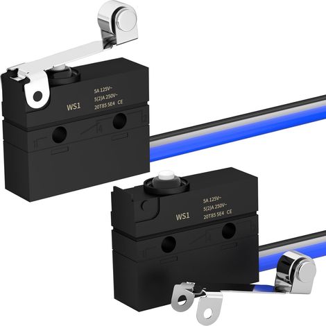Micro-interrupteur - Lot de 2 - IP67 Étanche - Levier Amovible SPDT - Pré-câblé 5A 250V - CNC et Électroménager (1/5)