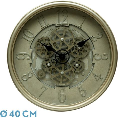 Orologio da parete ALOSNO in pelle 40x40x7 cm ingranaggi con movimento