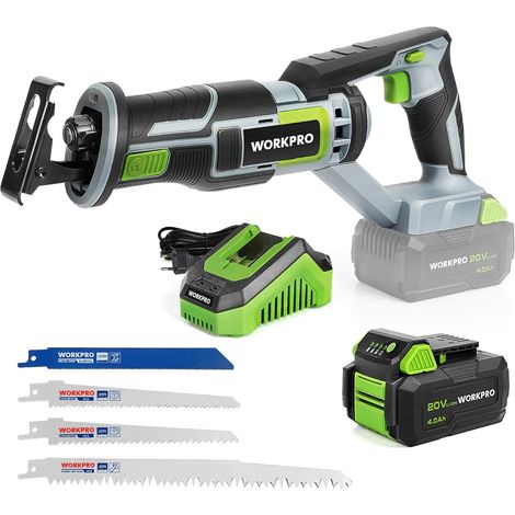 20V Cordless Sabre Saw Battery 4.0Ah Cordless Alternative Saw with 4 Saw Blades, Ideal for Cutting Wood, Metal and PVC, Battery and Charger Included (1/5)